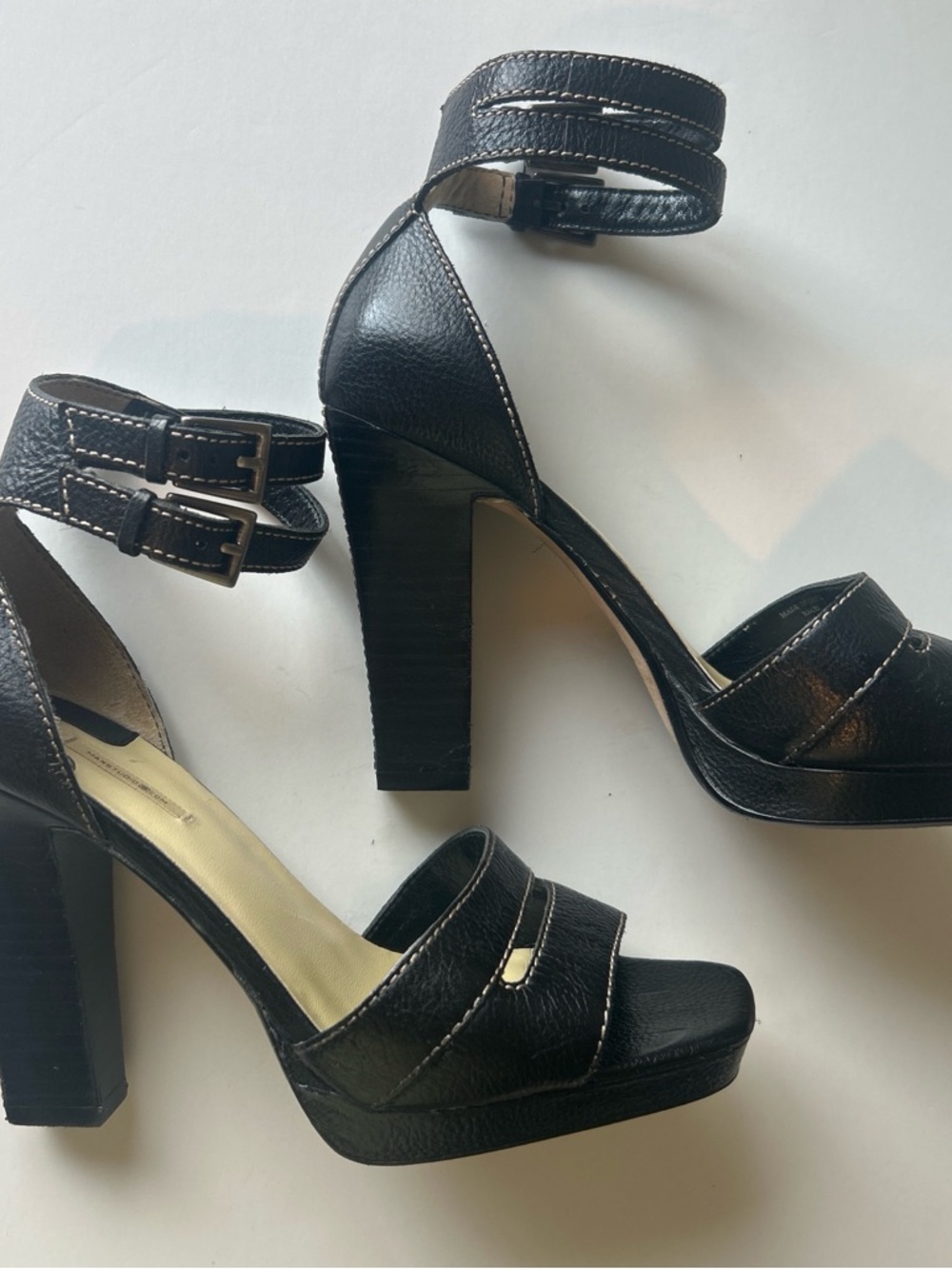 Max Studio Black Double-Ankle Strap Platform Heels